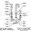 Cifial 31140HC.U Hexa 3 Hole Deck Basin Mixer Tap Dimension